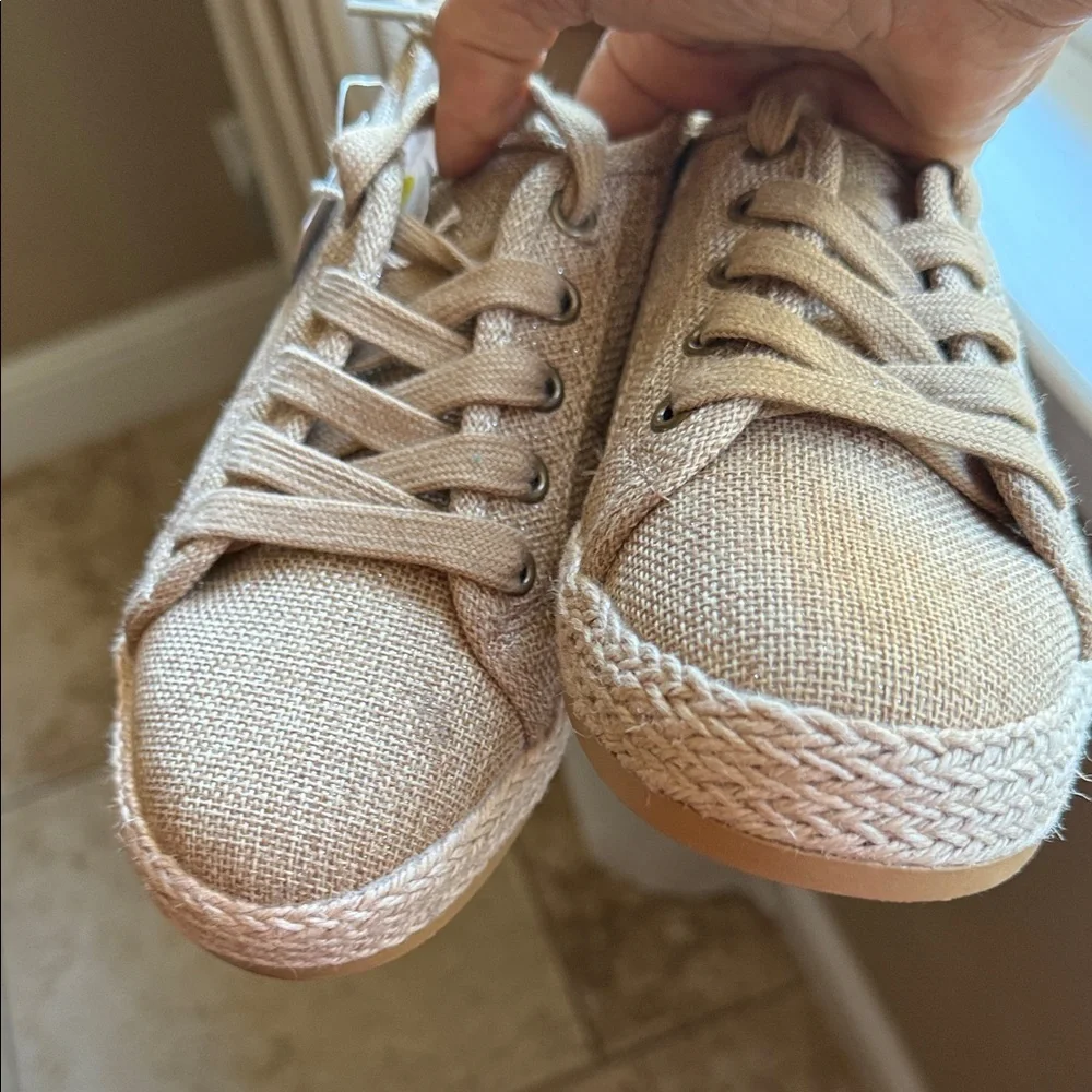 Tommy Bahama Galana Shimmer Tan Canvas Espadrille Sneakers Size  7.5